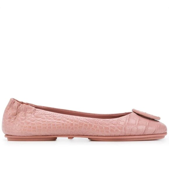 Tory Burch $228 Minnie Travel Ballet Flats Snake Embossed MANY SIZES Meadowsweet - Picture 14 of 14